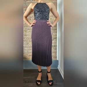 Rebecca Taylor Lurex Metallic Ribbed Knit Skirt